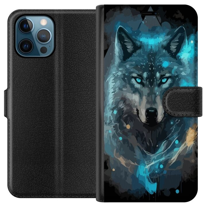 Wallet case for Apple iPhone 12 Pro with Wolf design in the group SMARTPHONE & TABLETS / Phone cases / Apple / iPhone 12 at TP E-commerce Nordic AB (A50275)