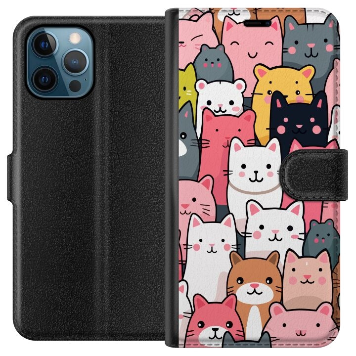 Wallet case for Apple iPhone 12 Pro with Cat pattern design in the group SMARTPHONE & TABLETS / Phone cases / Apple / iPhone 12 at TP E-commerce Nordic AB (A50278)