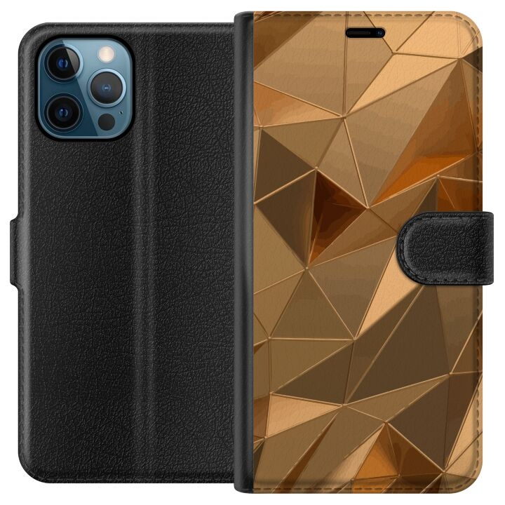 Wallet case for Apple iPhone 12 Pro with 3D Gold design in the group SMARTPHONE & TABLETS / Phone cases / Apple / iPhone 12 at TP E-commerce Nordic AB (A50294)