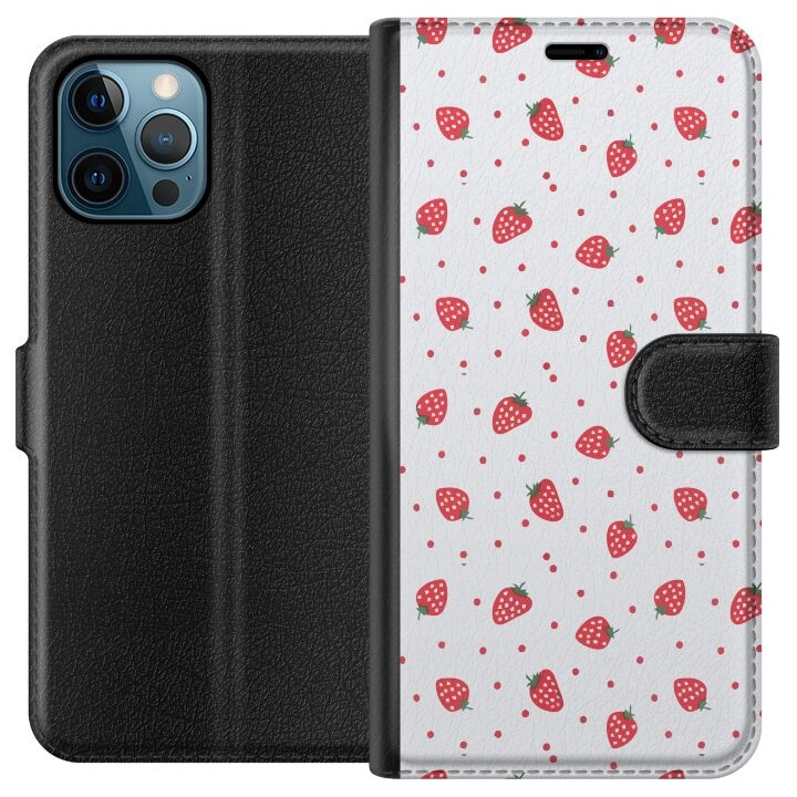 Wallet case for Apple iPhone 12 Pro Max with Strawberries design in the group SMARTPHONE & TABLETS / Phone cases / Apple / iPhone 12 Pro at TP E-commerce Nordic AB (A50341)