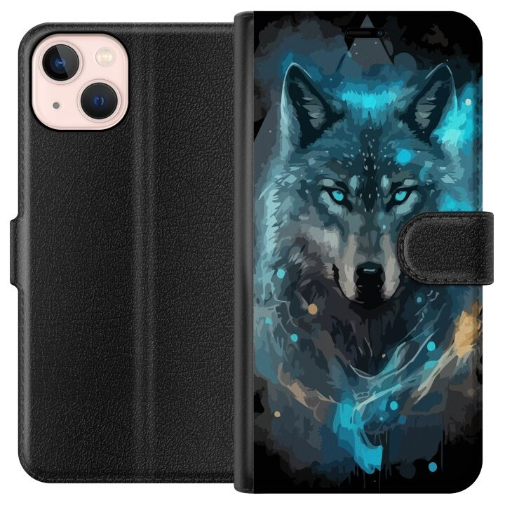 Wallet case for Apple iPhone 13 mini with Wolf design in the group SMARTPHONE & TABLETS / Phone cases / Apple / iPhone 13 Mini at TP E-commerce Nordic AB (A50437)