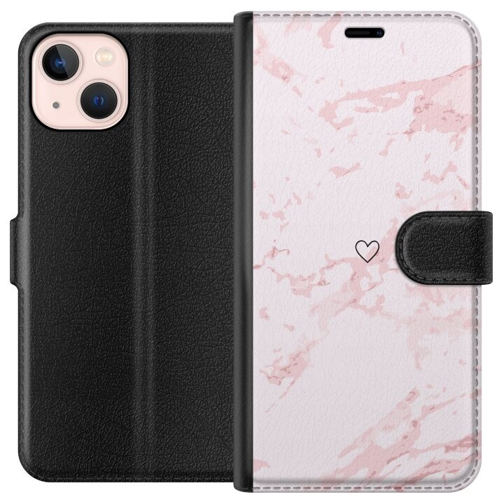 Wallet case for Apple iPhone 13 mini with Pink Heart design in the group SMARTPHONE & TABLETS / Phone cases / Apple / iPhone 13 Mini at TP E-commerce Nordic AB (A50455)