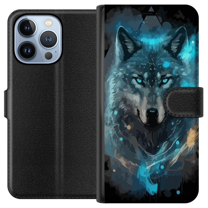 Wallet case for Apple iPhone 13 Pro with Wolf design in the group SMARTPHONE & TABLETS / Phone cases / Apple / iPhone 13 Pro at TP E-commerce Nordic AB (A50491)