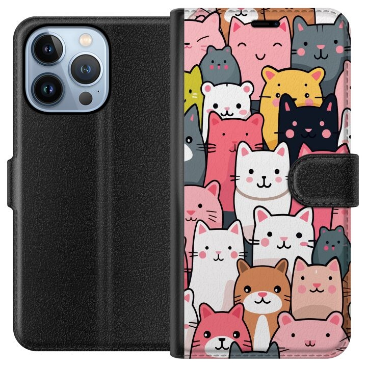 Wallet case for Apple iPhone 13 Pro with Cat pattern design in the group SMARTPHONE & TABLETS / Phone cases / Apple / iPhone 13 Pro at TP E-commerce Nordic AB (A50494)