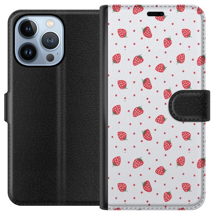 Wallet case for Apple iPhone 13 Pro with Strawberries design in the group SMARTPHONE & TABLETS / Phone cases / Apple / iPhone 13 Pro at TP E-commerce Nordic AB (A50503)