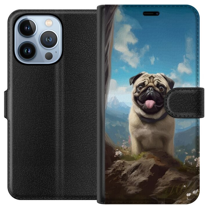 Wallet case for Apple iPhone 13 Pro with Happy Dog design in the group SMARTPHONE & TABLETS / Phone cases / Apple / iPhone 13 Pro at TP E-commerce Nordic AB (A50504)