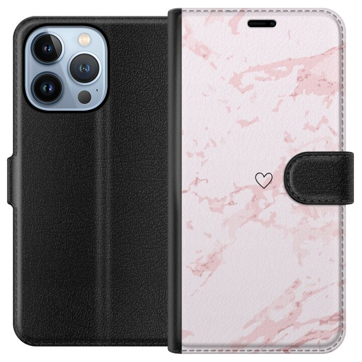 Wallet case for Apple iPhone 13 Pro with Pink Heart design in the group SMARTPHONE & TABLETS / Phone cases / Apple / iPhone 13 Pro at TP E-commerce Nordic AB (A50509)