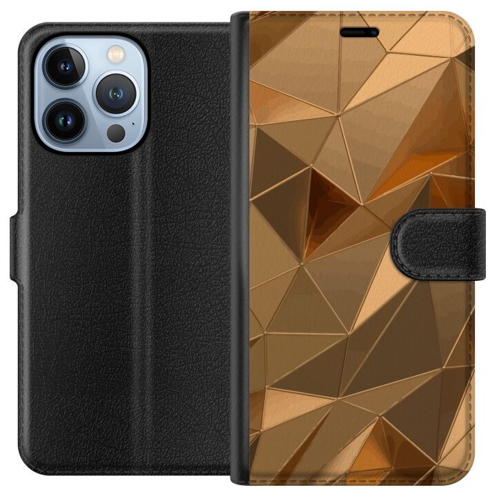 Wallet case for Apple iPhone 13 Pro with 3D Gold design in the group SMARTPHONE & TABLETS / Phone cases / Apple / iPhone 13 Pro at TP E-commerce Nordic AB (A50510)