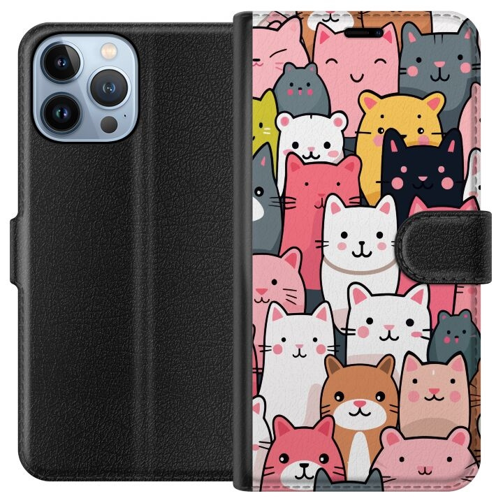 Wallet case for Apple iPhone 13 Pro Max with Cat pattern design in the group SMARTPHONE & TABLETS / Phone cases / Apple / iPhone 13 Pro Max at TP E-commerce Nordic AB (A50548)