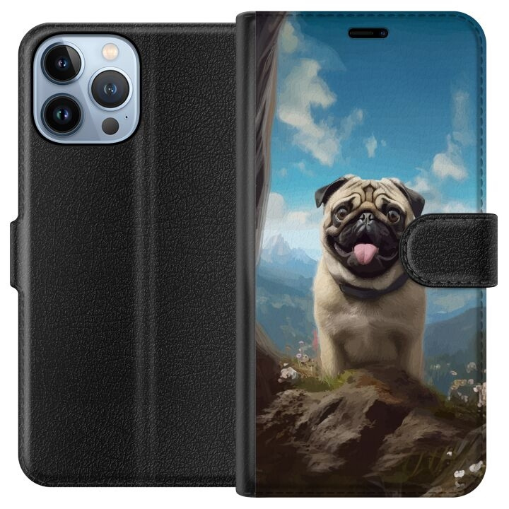 Wallet case for Apple iPhone 13 Pro Max with Happy Dog design in the group SMARTPHONE & TABLETS / Phone cases / Apple / iPhone 13 Pro Max at TP E-commerce Nordic AB (A50558)