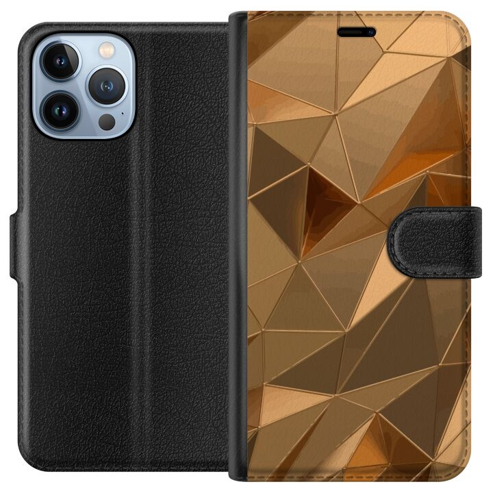 Wallet case for Apple iPhone 13 Pro Max with 3D Gold design in the group SMARTPHONE & TABLETS / Phone cases / Apple / iPhone 13 Pro Max at TP E-commerce Nordic AB (A50564)