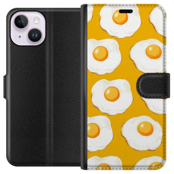 Wallet case for Apple iPhone 14 with Fried egg design in the group SMARTPHONE & TABLETS / Phone cases / Apple / iPhone 14 at TP E-commerce Nordic AB (A50596)