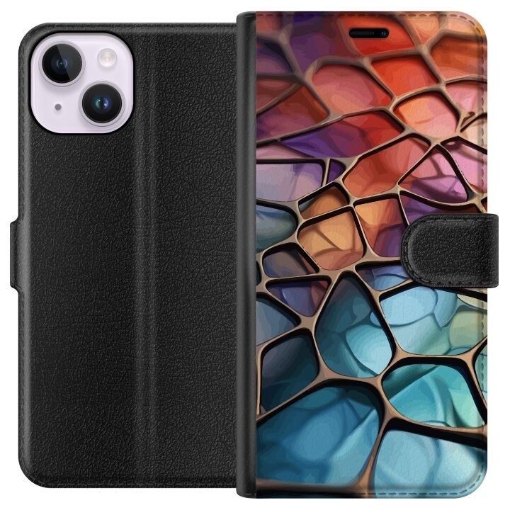 Wallet case for Apple iPhone 14 with Metallic pattern design in the group SMARTPHONE & TABLETS / Phone cases / Apple / iPhone 14 at TP E-commerce Nordic AB (A50604)