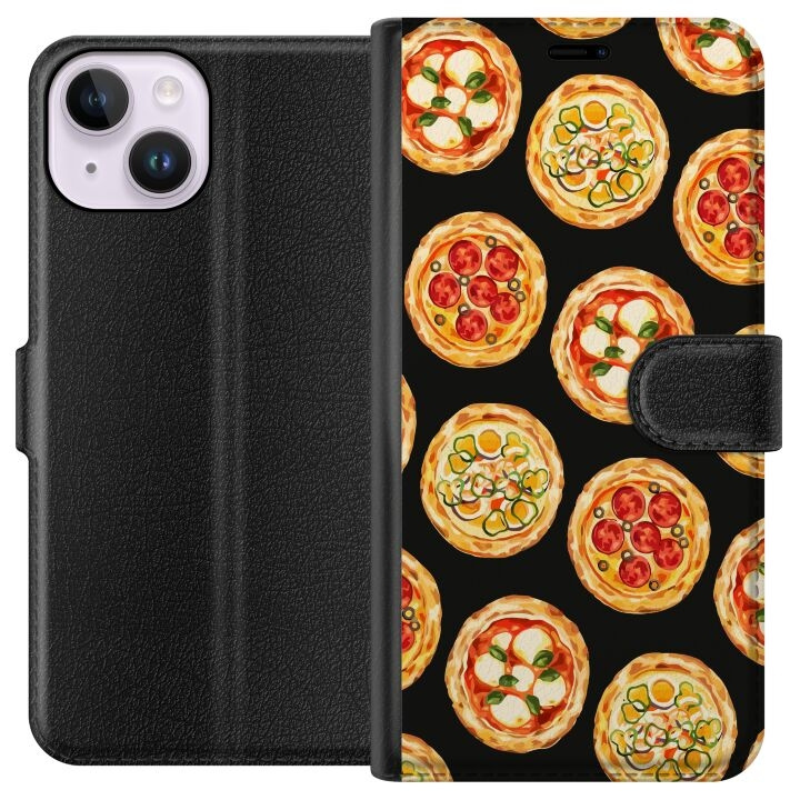 Wallet case for Apple iPhone 14 with Pizza design in the group SMARTPHONE & TABLETS / Phone cases / Apple / iPhone 14 at TP E-commerce Nordic AB (A50607)