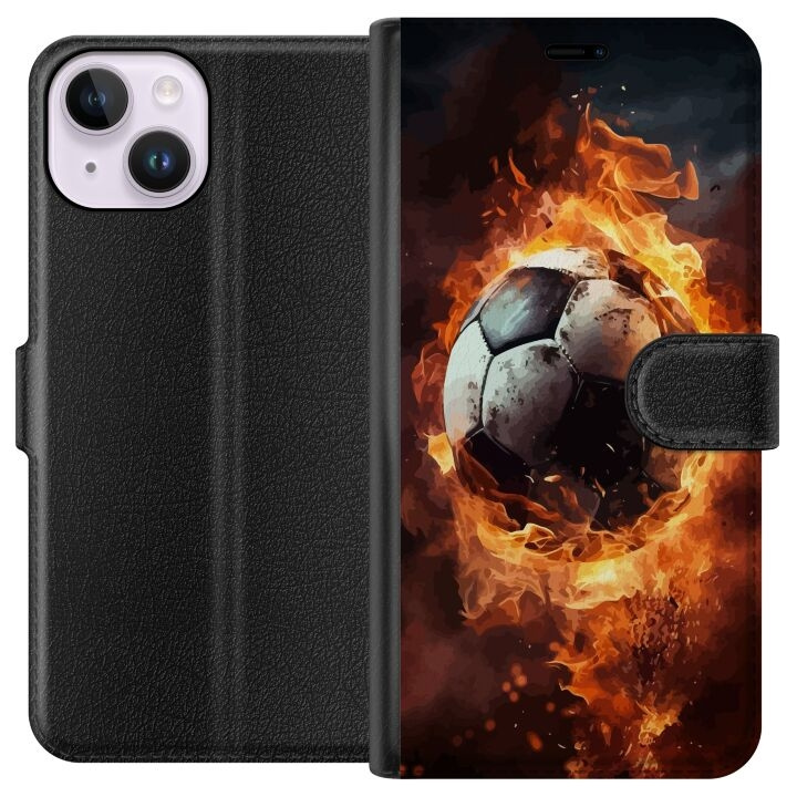 Wallet case for Apple iPhone 14 with Football design in the group SMARTPHONE & TABLETS / Phone cases / Apple / iPhone 14 at TP E-commerce Nordic AB (A50615)