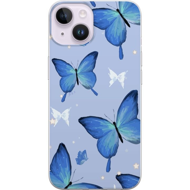 Mobile case for Apple iPhone 14 with Blue butterflies design in the group SMARTPHONE & TABLETS / Phone cases / Apple / iPhone 14 at TP E-commerce Nordic AB (A50637)