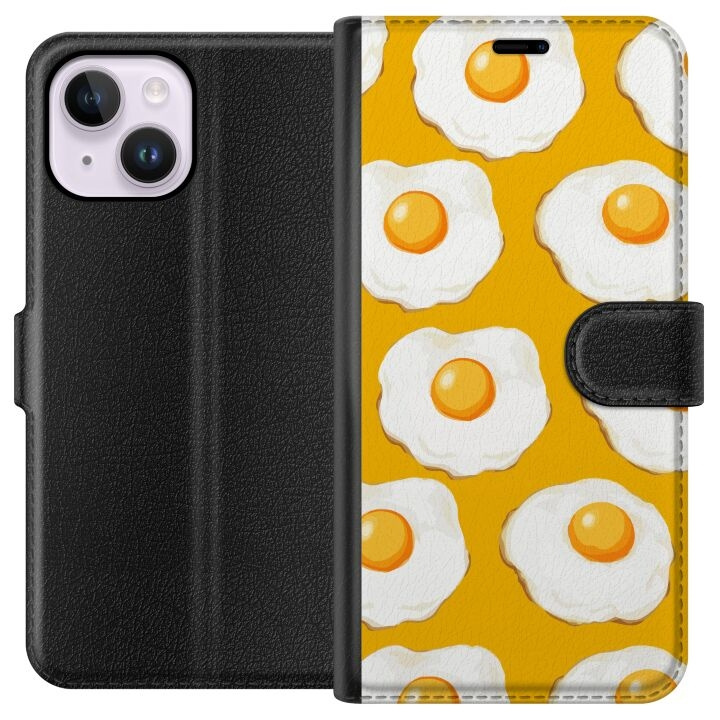 Wallet case for Apple iPhone 14 Plus with Fried egg design in the group SMARTPHONE & TABLETS / Phone cases / Apple / iPhone 14 at TP E-commerce Nordic AB (A50704)