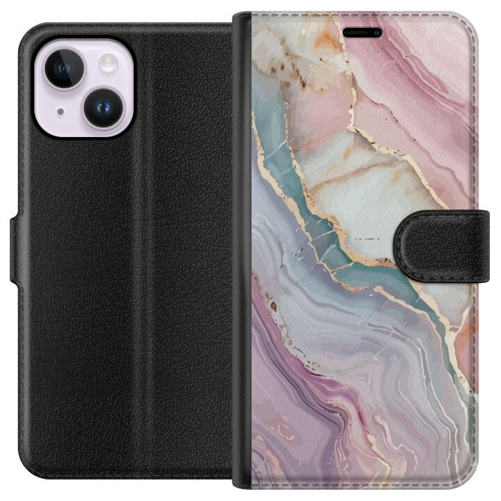 Wallet case for Apple iPhone 14 Plus with Marble design in the group SMARTPHONE & TABLETS / Phone cases / Apple / iPhone 14 at TP E-commerce Nordic AB (A50724)