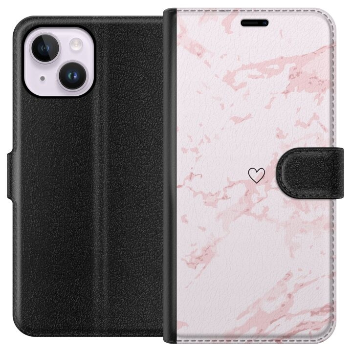 Wallet case for Apple iPhone 14 Plus with Pink Heart design in the group SMARTPHONE & TABLETS / Phone cases / Apple / iPhone 14 at TP E-commerce Nordic AB (A50725)