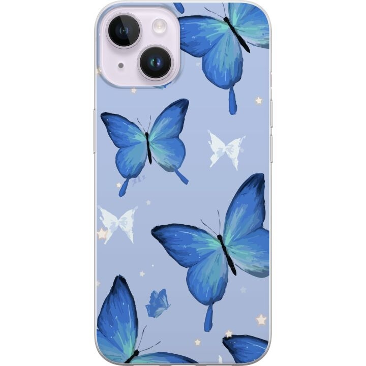 Mobile case for Apple iPhone 14 Plus with Blue butterflies design in the group SMARTPHONE & TABLETS / Phone cases / Apple / iPhone 14 at TP E-commerce Nordic AB (A50745)