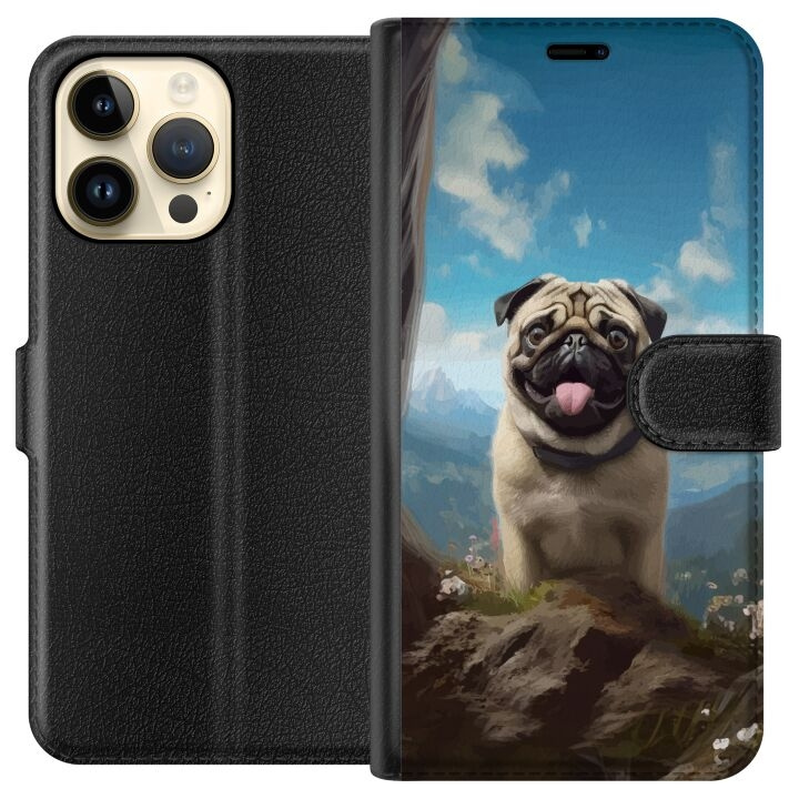 Wallet case for Apple iPhone 14 Pro Max with Happy Dog design in the group SMARTPHONE & TABLETS / Phone cases / Apple / iPhone 14 at TP E-commerce Nordic AB (A50774)