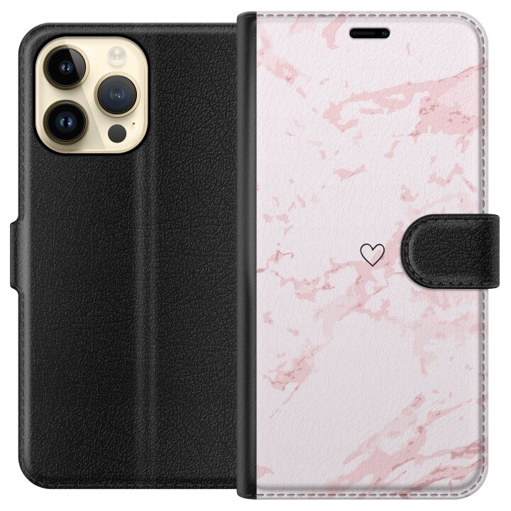 Wallet case for Apple iPhone 14 Pro Max with Pink Heart design in the group SMARTPHONE & TABLETS / Phone cases / Apple / iPhone 14 at TP E-commerce Nordic AB (A50779)