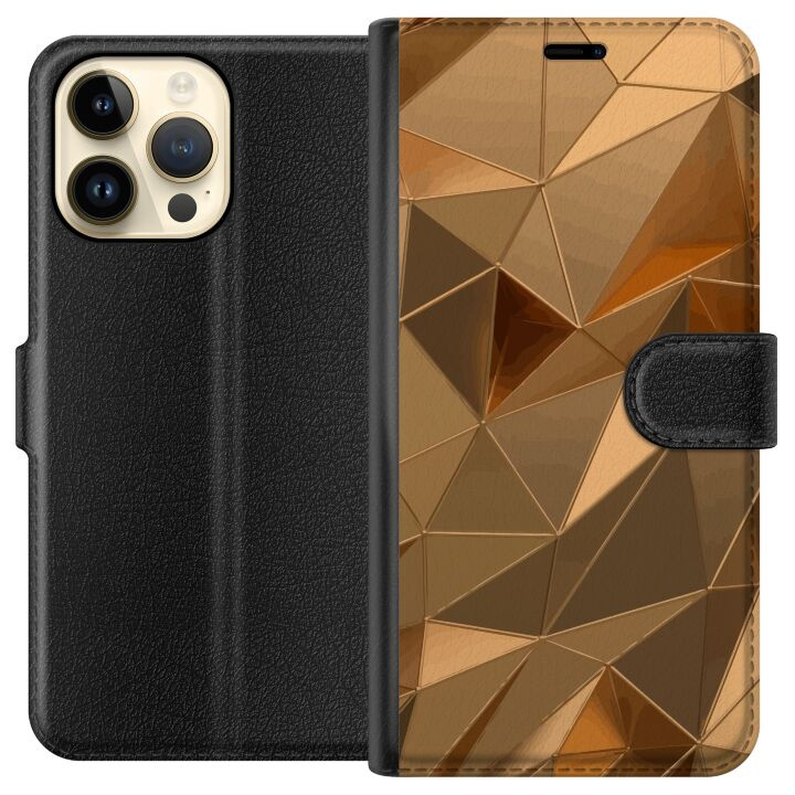 Wallet case for Apple iPhone 14 Pro Max with 3D Gold design in the group SMARTPHONE & TABLETS / Phone cases / Apple / iPhone 14 at TP E-commerce Nordic AB (A50780)