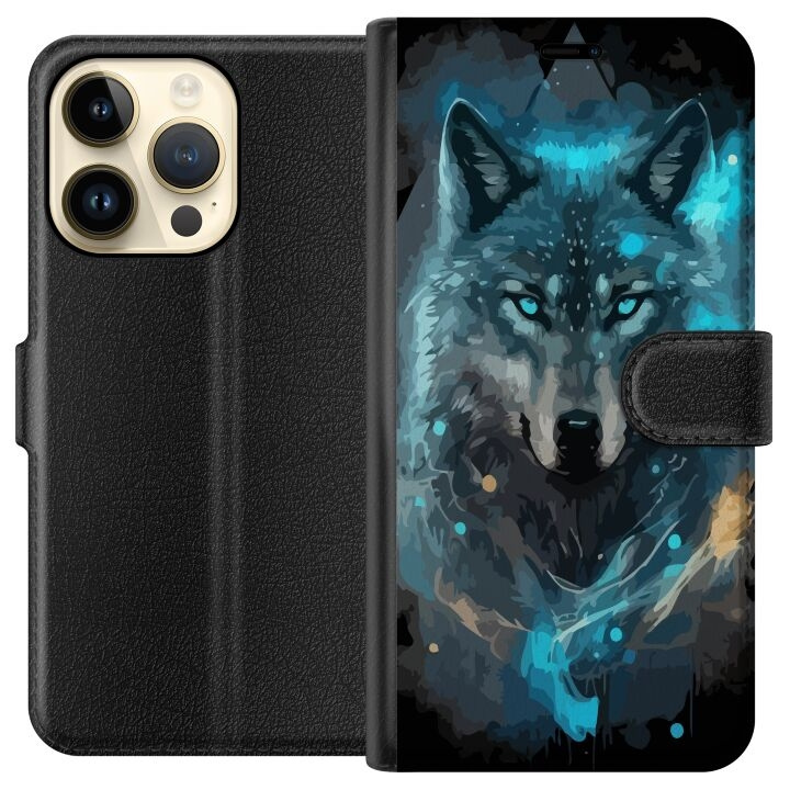 Wallet case for Apple iPhone 15 Pro with Wolf design in the group SMARTPHONE & TABLETS / Phone cases / Apple / iPhone 15 at TP E-commerce Nordic AB (A50869)