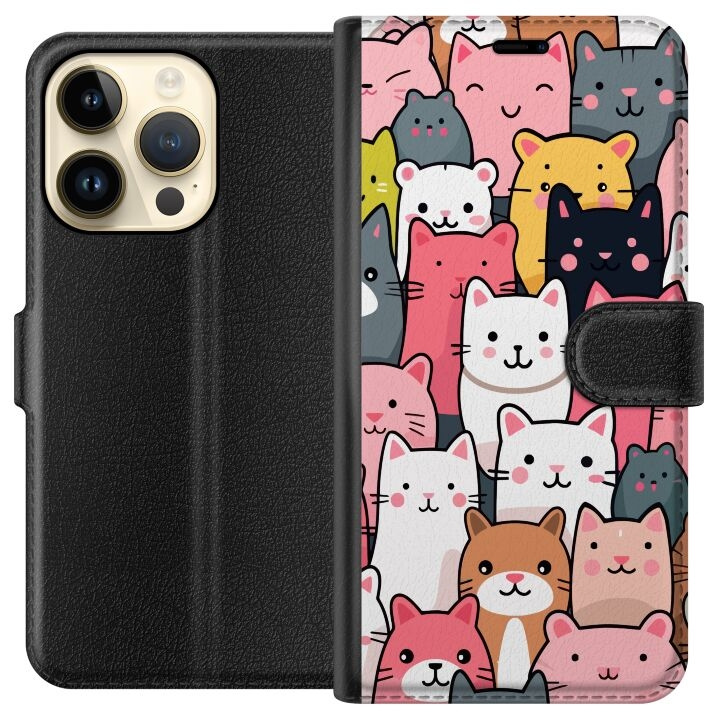 Wallet case for Apple iPhone 15 Pro with Cat pattern design in the group SMARTPHONE & TABLETS / Phone cases / Apple / iPhone 15 at TP E-commerce Nordic AB (A50872)