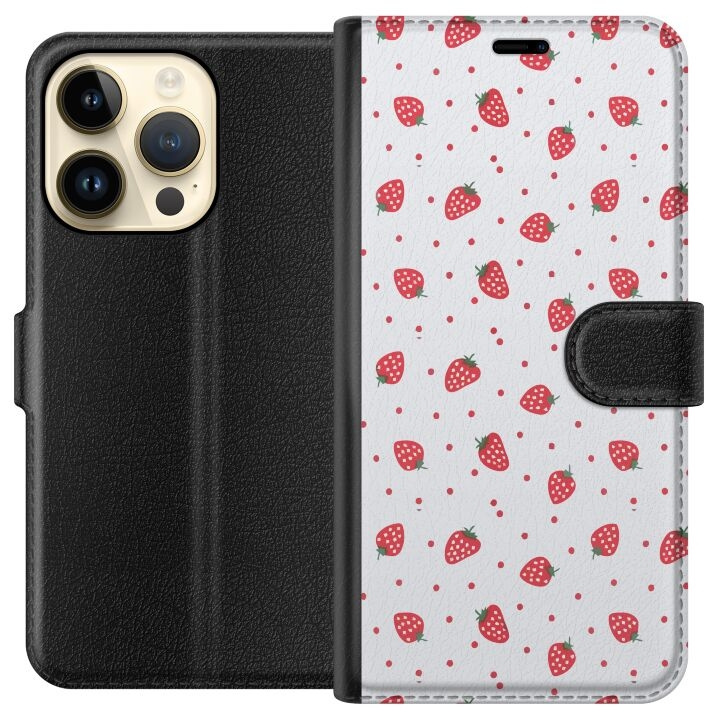 Wallet case for Apple iPhone 15 Pro with Strawberries design in the group SMARTPHONE & TABLETS / Phone cases / Apple / iPhone 15 at TP E-commerce Nordic AB (A50881)