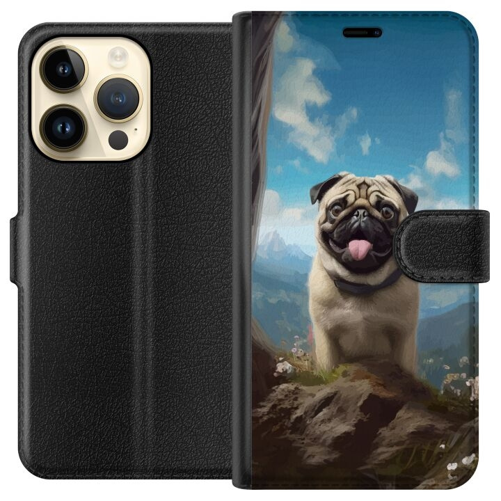 Wallet case for Apple iPhone 15 Pro with Happy Dog design in the group SMARTPHONE & TABLETS / Phone cases / Apple / iPhone 15 at TP E-commerce Nordic AB (A50882)