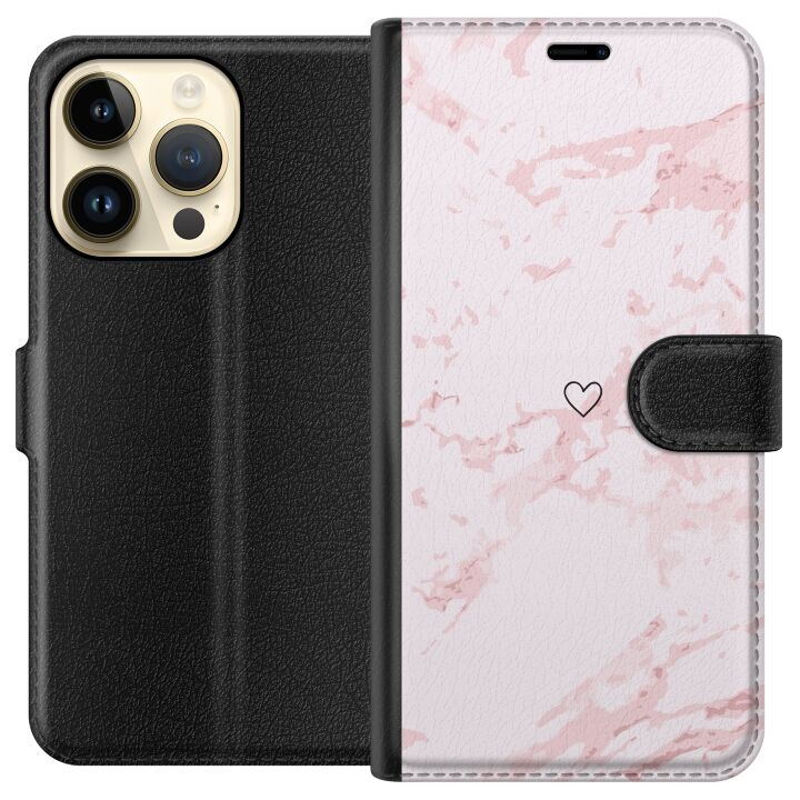 Wallet case for Apple iPhone 15 Pro with Pink Heart design in the group SMARTPHONE & TABLETS / Phone cases / Apple / iPhone 15 at TP E-commerce Nordic AB (A50887)