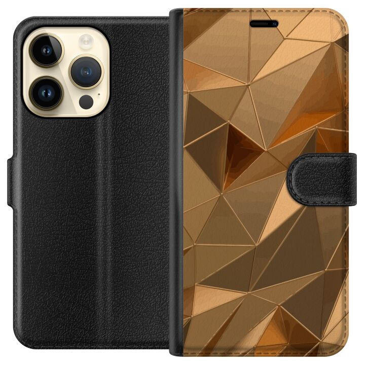 Wallet case for Apple iPhone 15 Pro with 3D Gold design in the group SMARTPHONE & TABLETS / Phone cases / Apple / iPhone 15 at TP E-commerce Nordic AB (A50888)