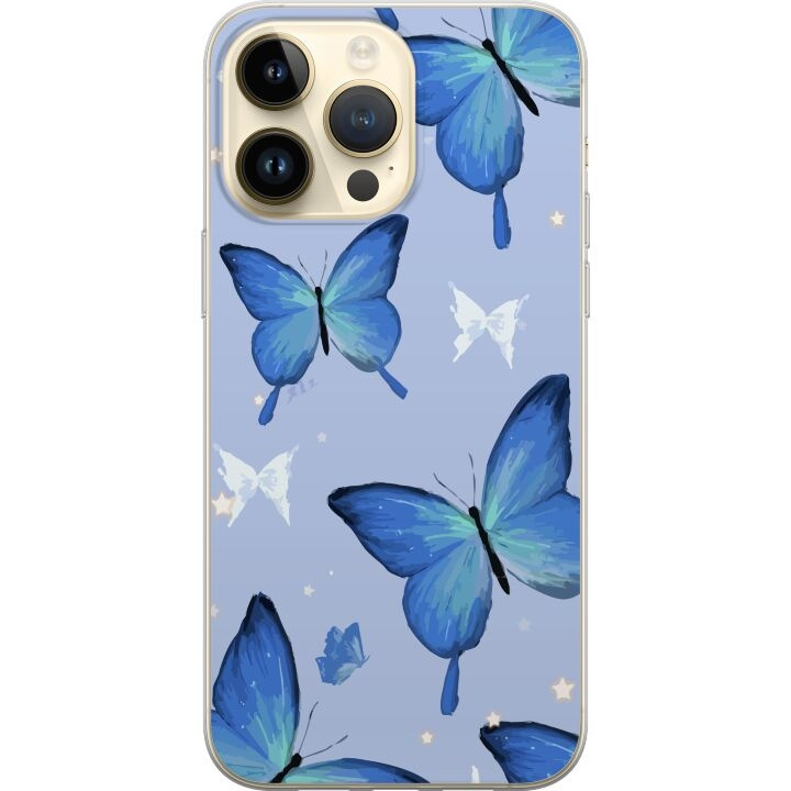 Mobile case for Apple iPhone 15 Pro Max with Blue butterflies design in the group SMARTPHONE & TABLETS / Phone cases / Apple / iPhone 15 at TP E-commerce Nordic AB (A51015)