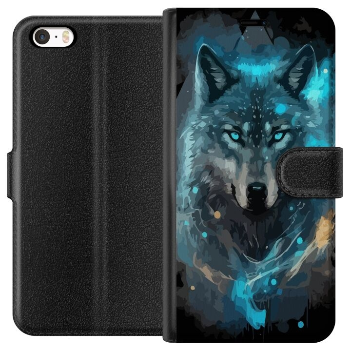 Wallet case for Apple iPhone 5 with Wolf design in the group SMARTPHONE & TABLETS / Phone cases / Apple / iPhone 5/5S/SE at TP E-commerce Nordic AB (A51085)