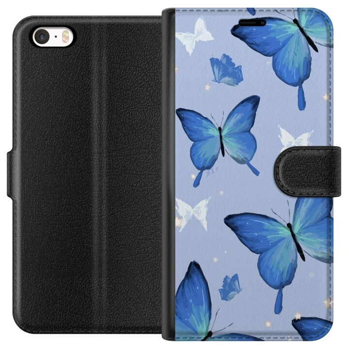 Wallet case for Apple iPhone 5 with Blue butterflies design in the group SMARTPHONE & TABLETS / Phone cases / Apple / iPhone 5/5S/SE at TP E-commerce Nordic AB (A51096)