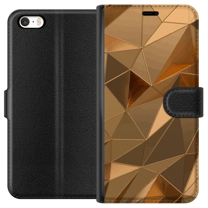 Wallet case for Apple iPhone 5 with 3D Gold design in the group SMARTPHONE & TABLETS / Phone cases / Apple / iPhone 5/5S/SE at TP E-commerce Nordic AB (A51104)