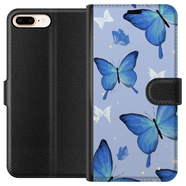 Wallet case for Apple iPhone 7 Plus with Blue butterflies design in the group SMARTPHONE & TABLETS / Phone cases / Apple / iPhone 7 Plus at TP E-commerce Nordic AB (A51447)