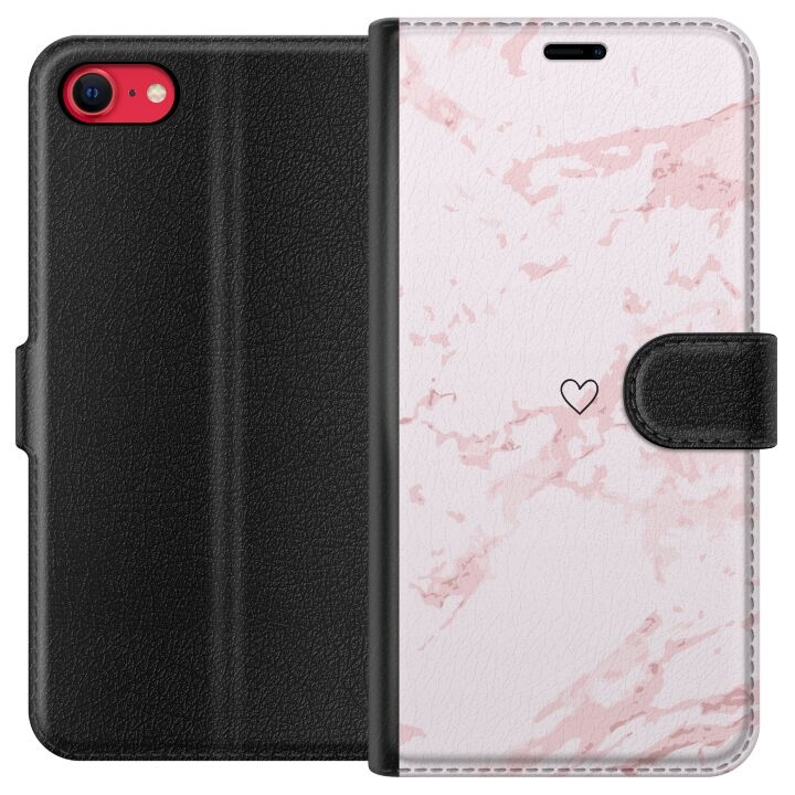 Wallet case for Apple iPhone SE (2020) with Pink Heart design in the group SMARTPHONE & TABLETS / Phone cases / Apple / iPhone SE (2nd gen & 3rd gen) at TP E-commerce Nordic AB (A51616)