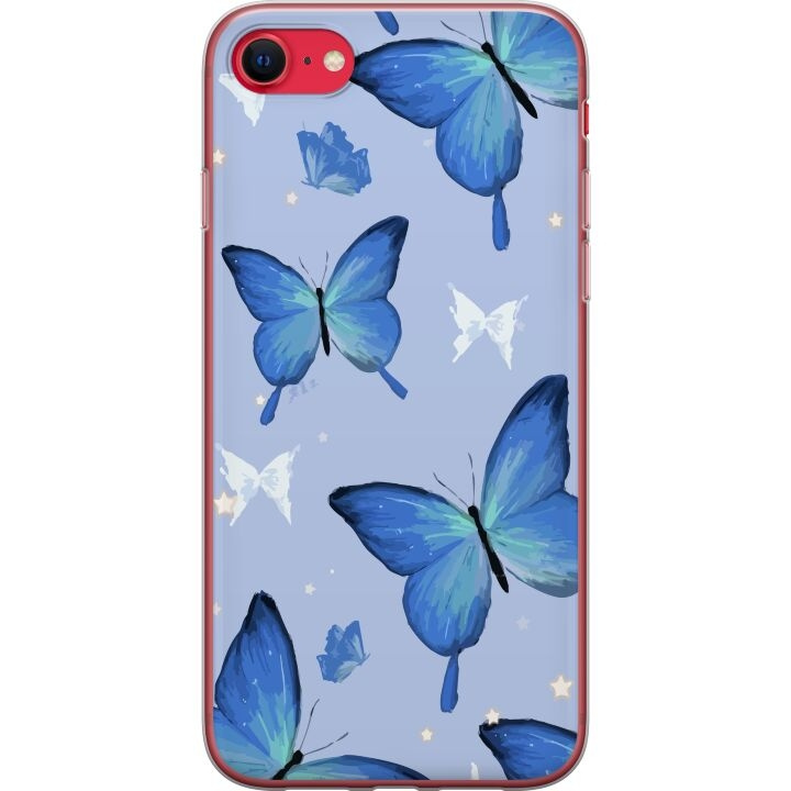 Mobile case for Apple iPhone SE (2020) with Blue butterflies design in the group SMARTPHONE & TABLETS / Phone cases / Apple / iPhone SE (2nd gen & 3rd gen) at TP E-commerce Nordic AB (A51636)