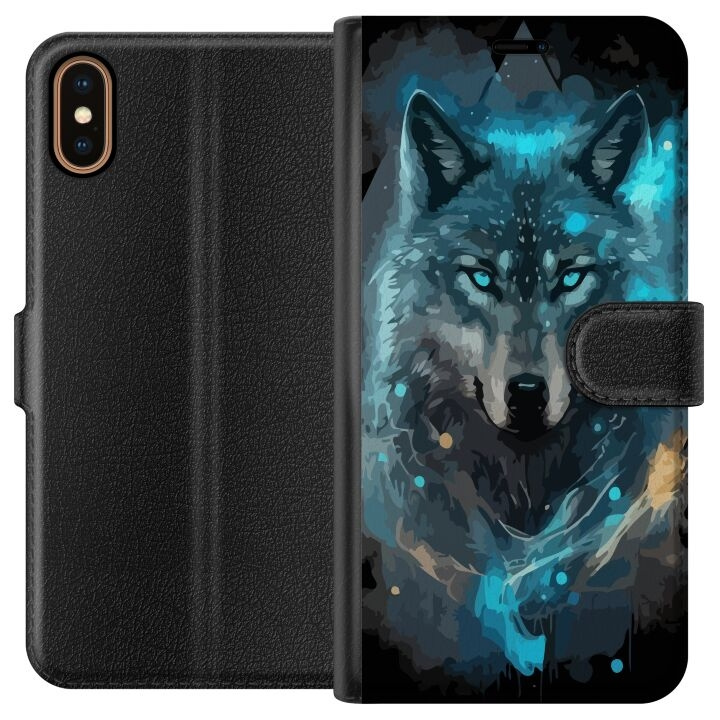 Wallet case for Apple iPhone X with Wolf design in the group SMARTPHONE & TABLETS / Phone cases / Apple / iPhone X/XS at TP E-commerce Nordic AB (A51760)