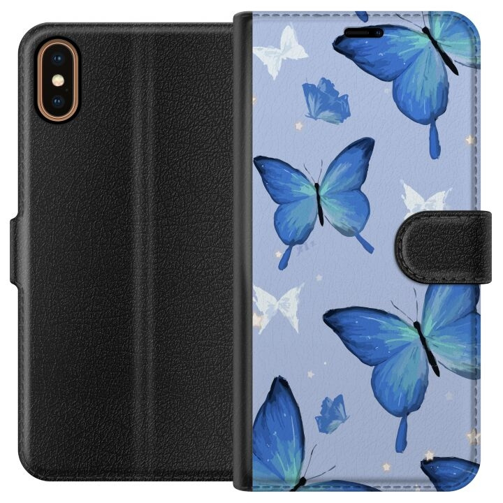 Wallet case for Apple iPhone X with Blue butterflies design in the group SMARTPHONE & TABLETS / Phone cases / Apple / iPhone X/XS at TP E-commerce Nordic AB (A51771)