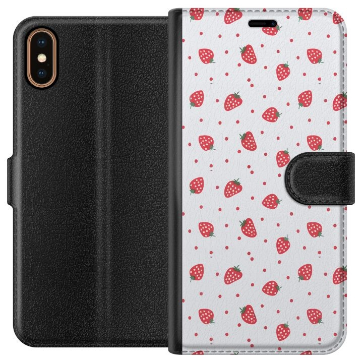 Wallet case for Apple iPhone X with Strawberries design in the group SMARTPHONE & TABLETS / Phone cases / Apple / iPhone X/XS at TP E-commerce Nordic AB (A51772)