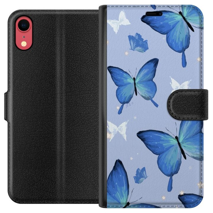 Wallet case for Apple iPhone XR with Blue butterflies design in the group SMARTPHONE & TABLETS / Phone cases / Apple / iPhone XR at TP E-commerce Nordic AB (A51825)