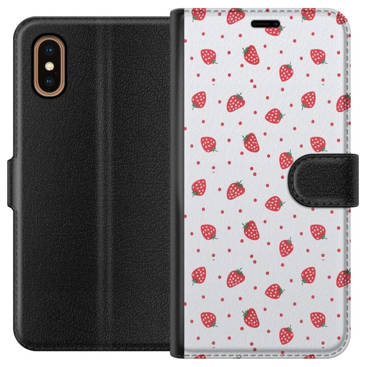 Wallet case for Apple iPhone XS Max with Strawberries design in the group SMARTPHONE & TABLETS / Phone cases / Apple / iPhone XS Max at TP E-commerce Nordic AB (A51934)