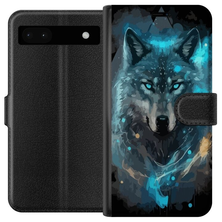 Wallet case for Google Pixel 6a with Wolf design in the group SMARTPHONE & TABLETS / Phone cases / Google at TP E-commerce Nordic AB (A52111)