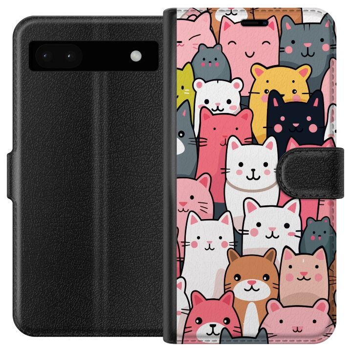 Wallet case for Google Pixel 6a with Cat pattern design in the group SMARTPHONE & TABLETS / Phone cases / Google at TP E-commerce Nordic AB (A52114)