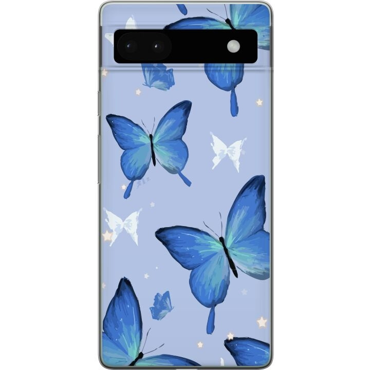 Mobile case for Google Pixel 6a with Blue butterflies design in the group SMARTPHONE & TABLETS / Phone cases / Google at TP E-commerce Nordic AB (A52149)