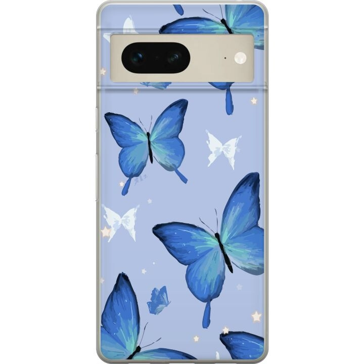 Mobile case for Google Pixel 7 with Blue butterflies design in the group SMARTPHONE & TABLETS / Phone cases / Google at TP E-commerce Nordic AB (A52203)