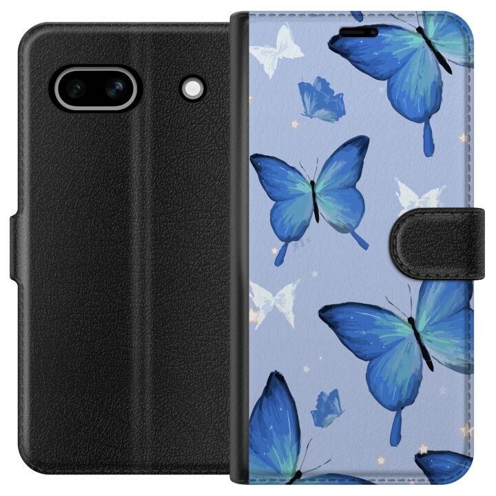 Wallet case for Google Pixel 7a with Blue butterflies design in the group SMARTPHONE & TABLETS / Phone cases / Google at TP E-commerce Nordic AB (A52230)